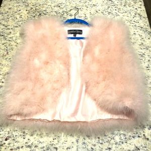 Adrienne Landau pink Marabou feather vest size Small